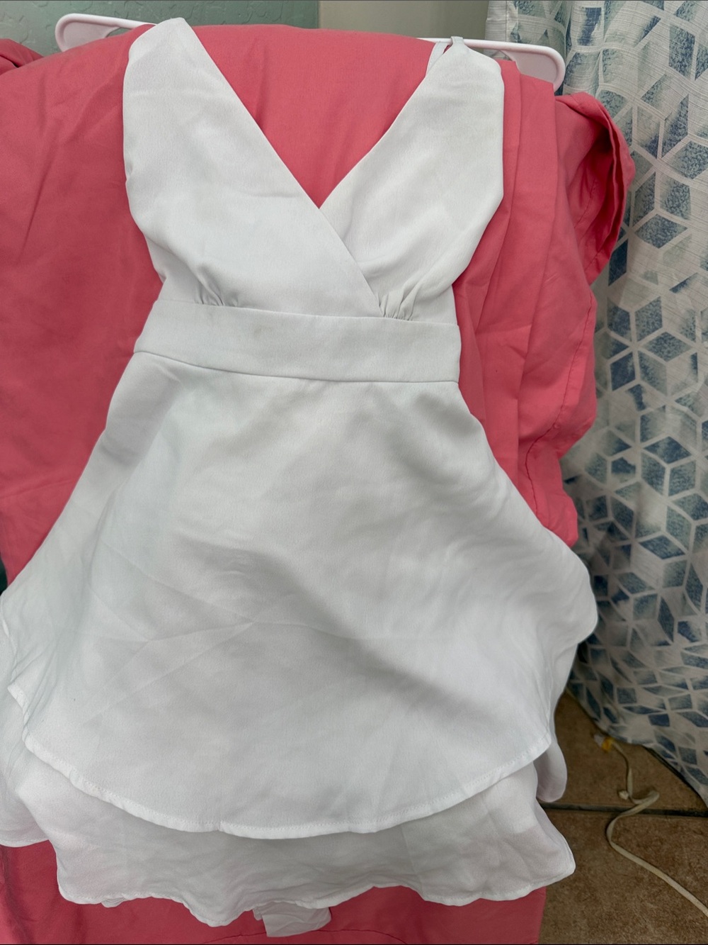 White V-Neck Layered Sleeveless Dress